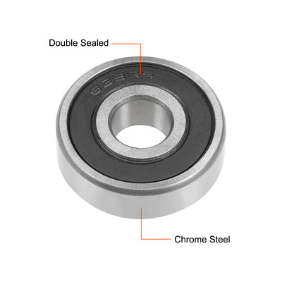 Harfington Uxcell Deep Groove Ball Bearings Metric Double Sealed Chrome Steel ABEC1 Z1 Level