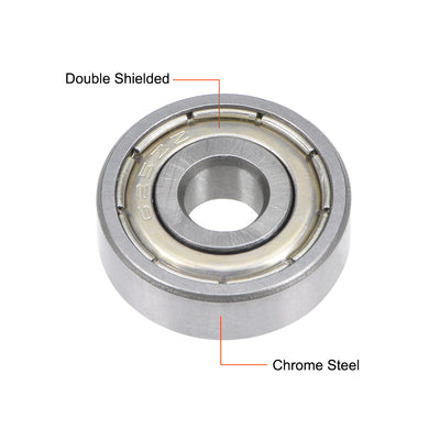 Harfington Uxcell Deep Groove Ball Bearing Metric Double Shielded Chrome Steel ABEC1 Z1