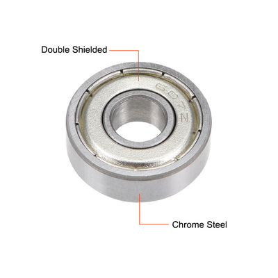 Harfington Uxcell Deep Groove Ball Bearing Metric Double Shielded Chrome Steel ABEC1 Z1 Level