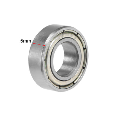 Harfington Uxcell Deep Groove Ball Bearing Metric Double Shielded Chrome Steel ABEC1 Z1 Level