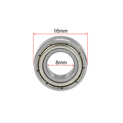 Harfington Uxcell Deep Groove Ball Bearing Metric Double Shielded Chrome Steel ABEC1 Z1 Level