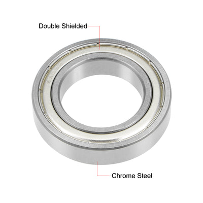 Harfington Uxcell Deep Groove Ball Bearing Metric Double Shield Chrome Steel ABEC1 Z1