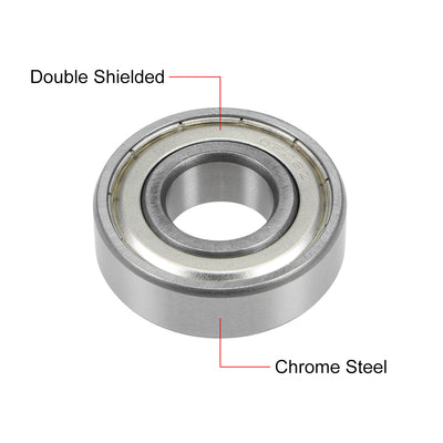 Harfington Uxcell Deep Groove Ball Bearing Metric Double Shield Chrome Steel ABEC1 Z1