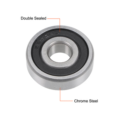 Harfington Uxcell Deep Groove Ball Bearings  Metric Double Sealed Chrome Steel ABEC1 Z2