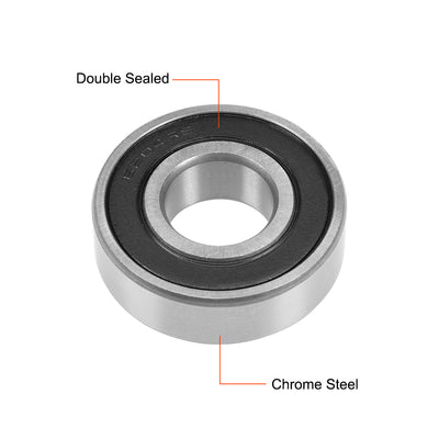 Harfington Uxcell Deep Groove Ball Bearing Double Sealed Chrome Steel P0 Z1 Metric Bearings