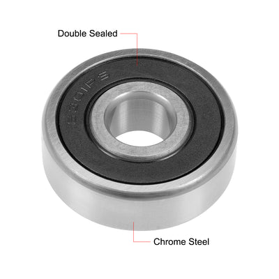 Harfington Uxcell Deep Groove Ball Bearing Double Sealed Chrome Steel P0 Z1 Metric Bearings