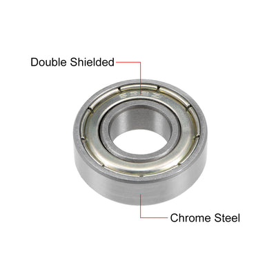 Harfington Uxcell Deep Groove Ball Bearing Metric Double Shielded Chrome Steel ABEC1 Z1 Level