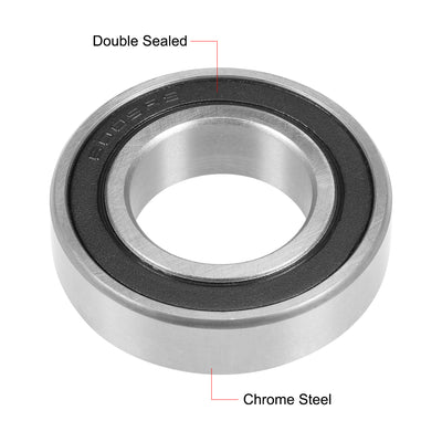 Harfington Uxcell Deep Groove Ball Bearing Double Sealed Chrome Steel Bearings