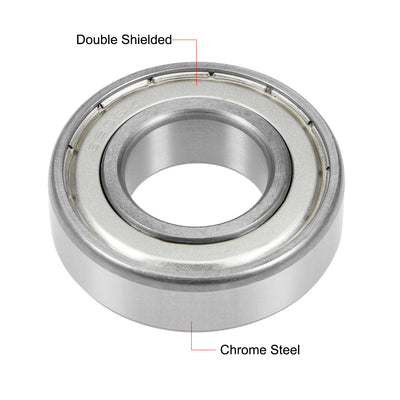 Harfington Uxcell Deep Groove Ball Bearing Double Shielded Chrome Metric Bearings P0 Z1