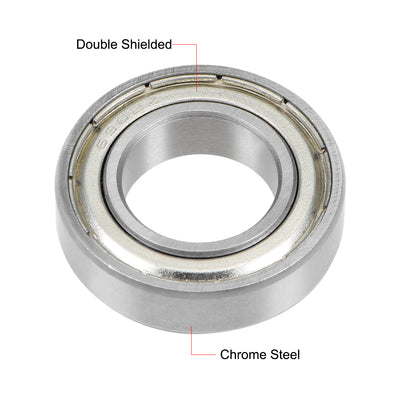 Harfington Uxcell Deep Groove Ball Bearing Double Shielded Chrome Metric Bearings P0 Z1