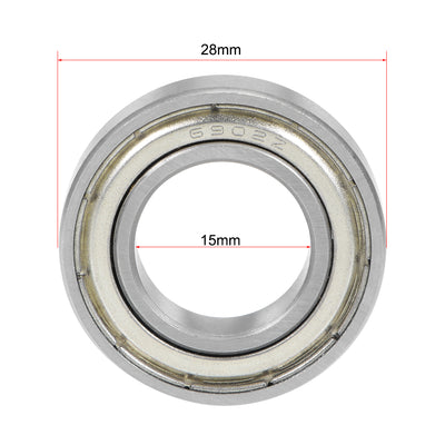 Harfington Uxcell Deep Groove Ball Bearing Double Shielded Chrome Metric Bearings P0 Z1