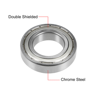 Harfington Uxcell Deep Groove Ball Bearing Double Shielded Chrome Metric Bearings P0 Z1