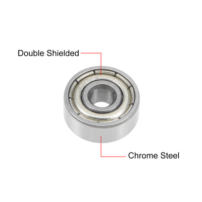 Harfington Uxcell Deep Groove Ball Bearing Metric Double Shielded Chrome Steel ABEC1 Z1