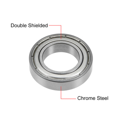 Harfington Uxcell Deep Groove Ball Bearings Metric Double Shielded Chrome Steel ABEC1 Z1 Level