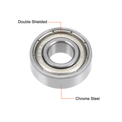 Harfington Uxcell 696ZZ Deep Groove Ball Bearing 6x15x5mm Double Shielded Chrome Bearings 20pcs