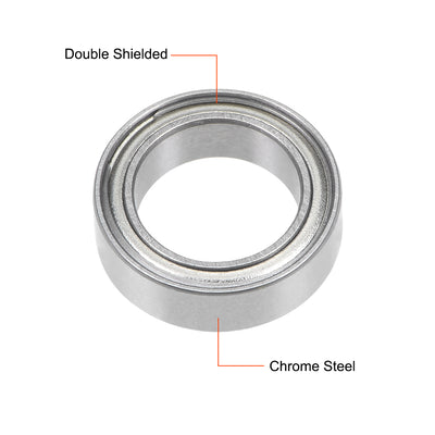 Harfington Uxcell Deep Groove Ball Bearings Metric Double Shielded Chrome Steel Roller ABEC1 Z1