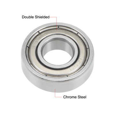 Harfington Uxcell Deep Groove Ball Bearing Metric Double Shielded Chrome Steel ABEC1 Z1