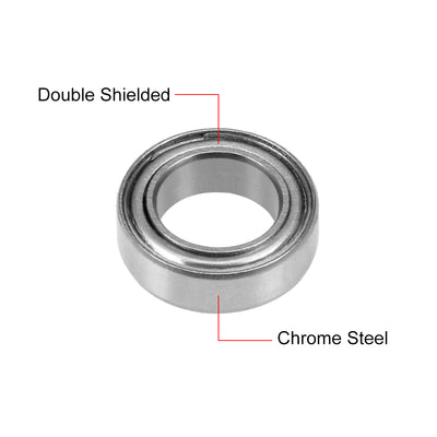 Harfington Uxcell Deep Groove Ball Bearings Metric Double Shielded Chrome Steel P0 Z1 Bearings