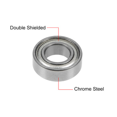 Harfington Uxcell Deep Groove Ball Bearings Metric Double Shielded Chrome Steel P0 Z1 Bearings