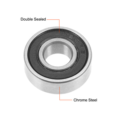 Harfington Uxcell Deep Groove Ball Bearings Metric Double Seal Chrome Steel ABEC1 Z1