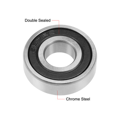 Harfington Uxcell Deep Groove Ball Bearings Metric Double Seal Chrome Steel ABEC1 Z1