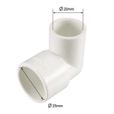 Harfington Uxcell 25mm Slip x 20mm Slip 90 Degree PVC Pipe Fitting Elbow Connector 10 Pcs