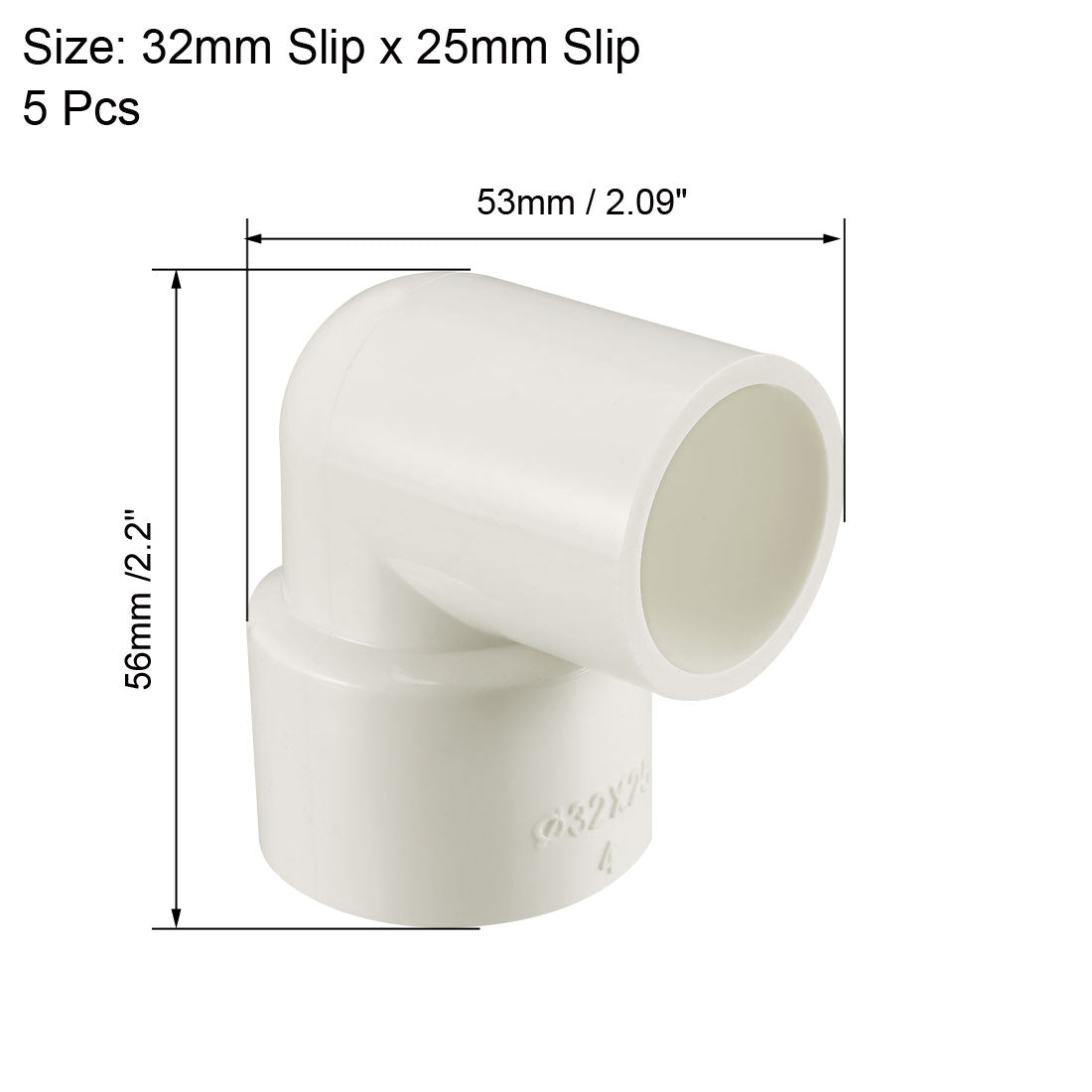 uxcell Uxcell 32mm Slip x 25mm Slip 90 Degree PVC Pipe Fitting Elbow Adapters 5 Pcs