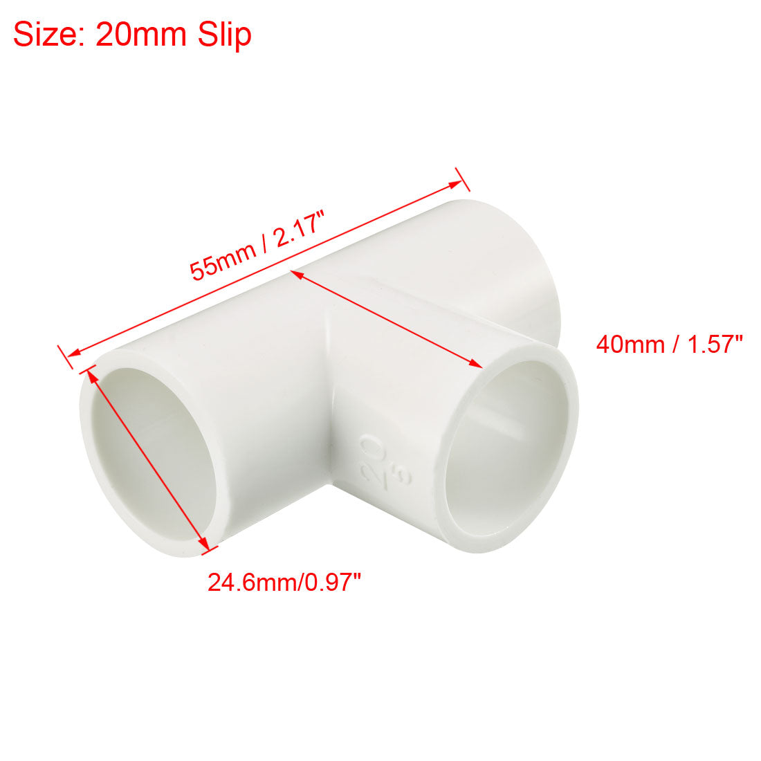 uxcell Uxcell 20mm Slip Tee PVC Pipe Fitting T-Shaped Coupling Connector