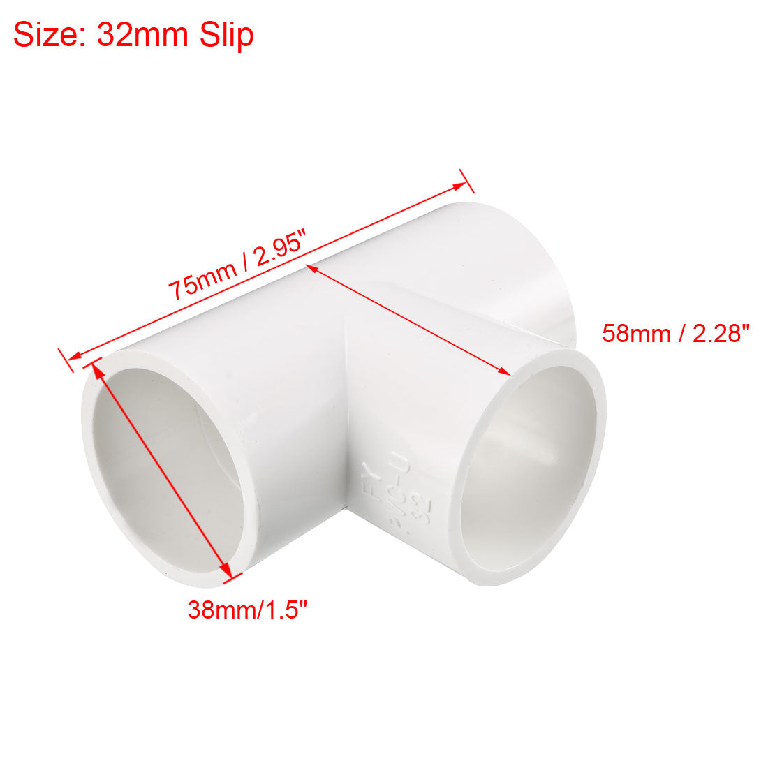 uxcell Uxcell 32mm Slip Tee PVC Pipe Fitting T-Shaped Coupling Connector