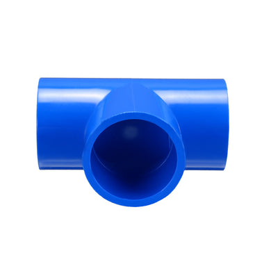 Harfington Uxcell 32mm Slip Tee PVC Pipe Fitting T-Shaped Coupling Connector Blue 5 Pcs