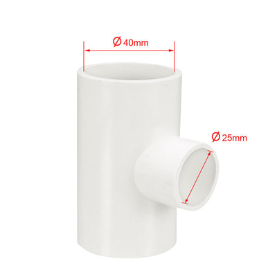 Harfington Uxcell 40mm x 40mmx 25mm Slip Reducing Tee PVC Pipe Fitting T-Shaped Connector 2 Pcs