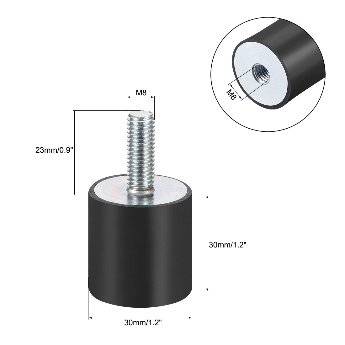 uxcell Uxcell Thread Male Female Rubber Mounts,Vibration Isolators 4pcs