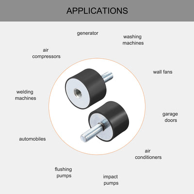 Harfington Uxcell Thread Male Female Rubber Mounts,Vibration Isolators 4pcs