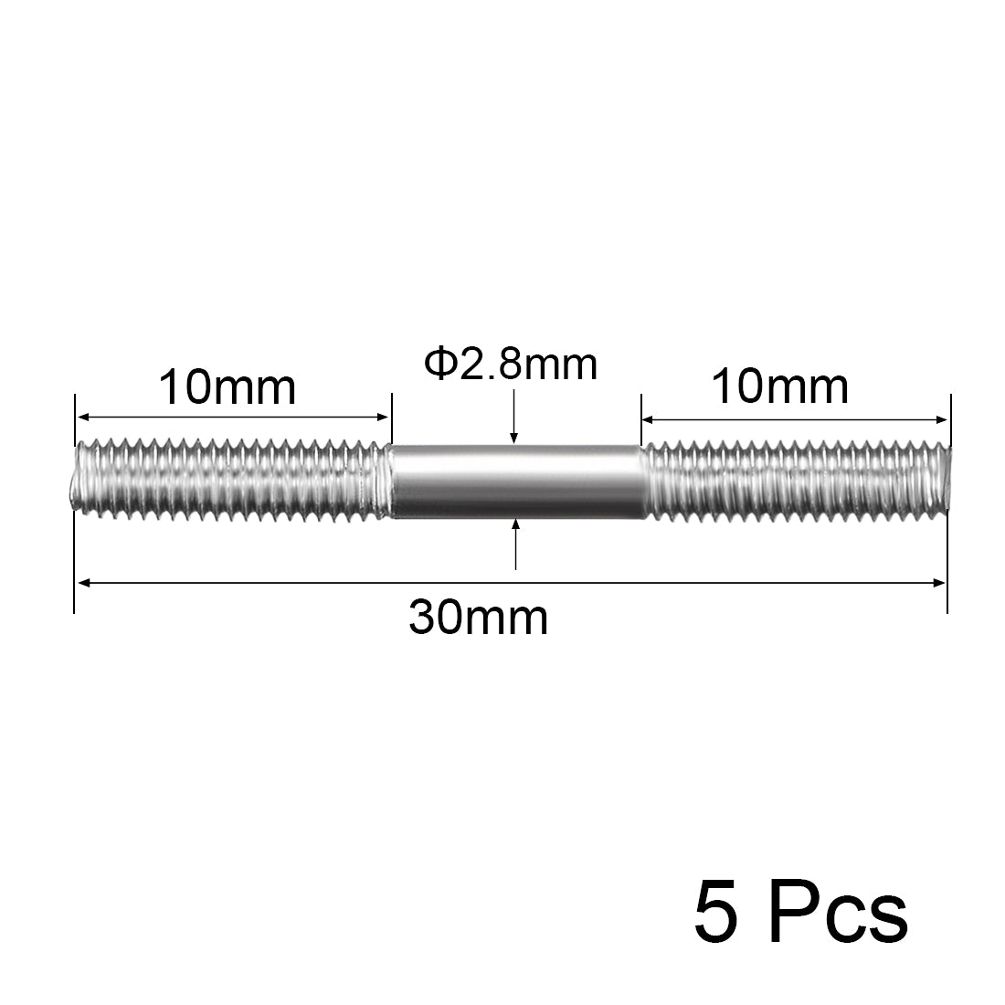 Uxcell Uxcell M3x200mm Pushrod Connector Stainless Steel Rod Linkage,5pcs