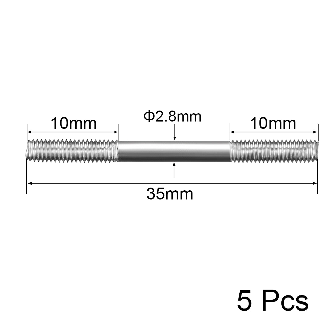 Uxcell Uxcell M3x200mm Pushrod Connector Stainless Steel Rod Linkage,5pcs