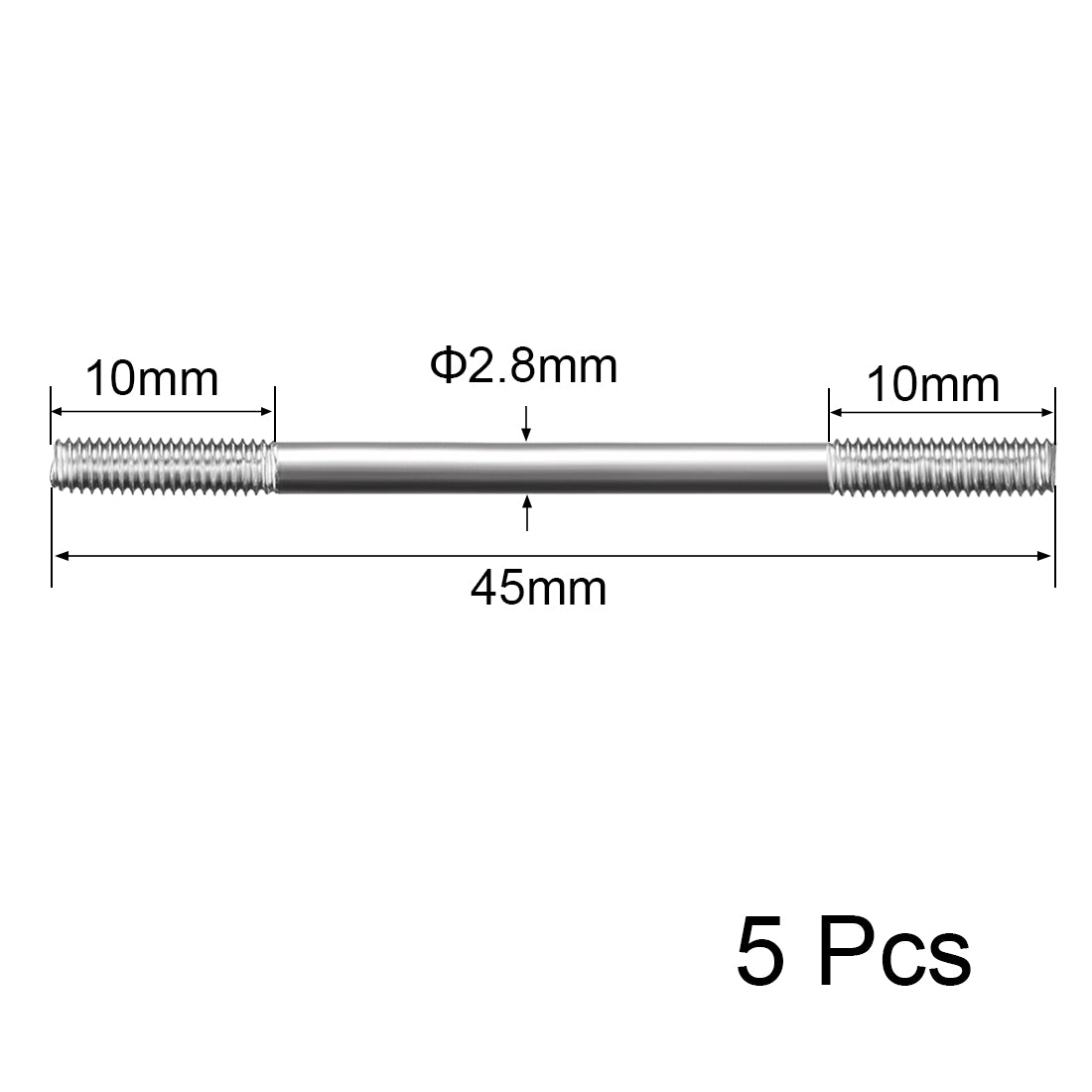 Uxcell Uxcell M3x200mm Pushrod Connector Stainless Steel Rod Linkage,5pcs