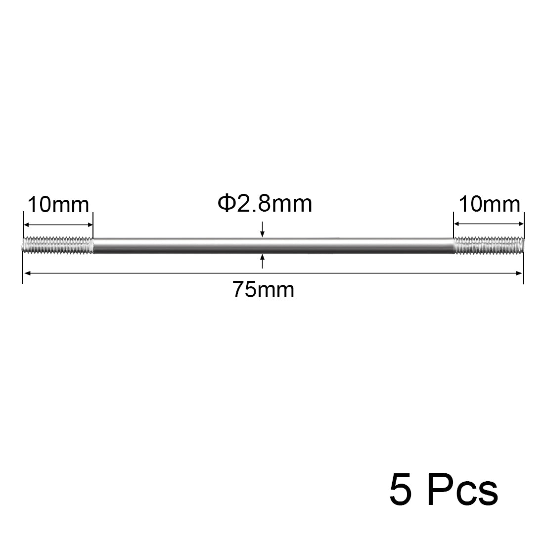 Uxcell Uxcell M3x200mm Pushrod Connector Stainless Steel Rod Linkage,5pcs