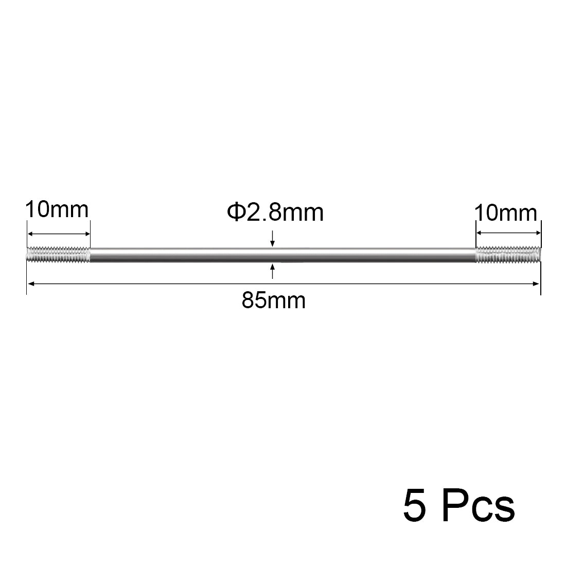 Uxcell Uxcell M3x200mm Pushrod Connector Stainless Steel Rod Linkage,5pcs