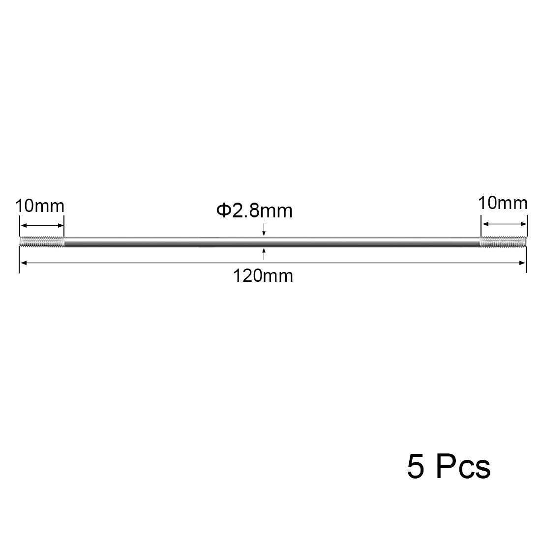 Uxcell Uxcell M3x200mm Pushrod Connector Stainless Steel Rod Linkage,5pcs