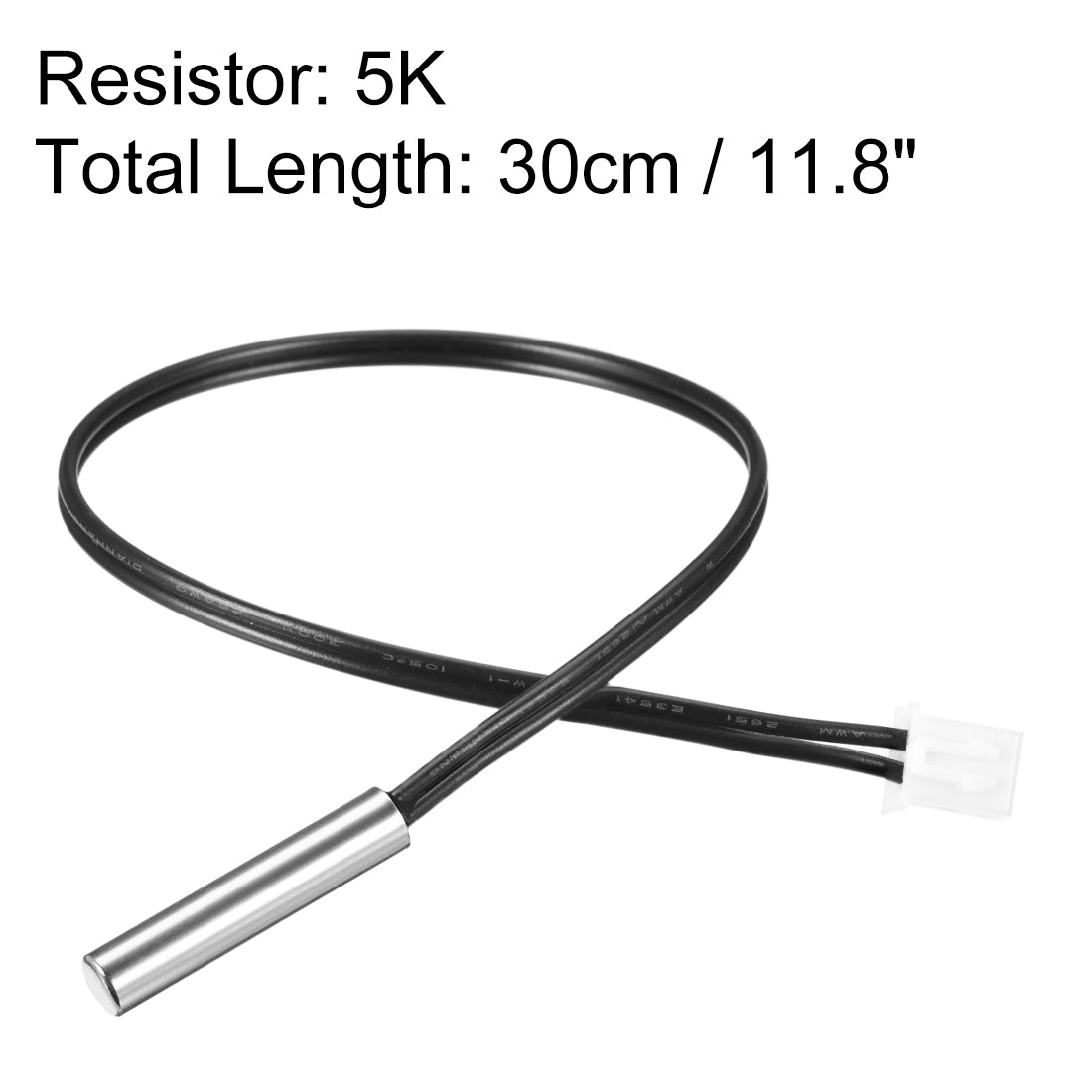 uxcell Uxcell 5K NTC Thermistor Probe 11.8 Inch Stainless Steel Sensitive Temperature Temp Sensor for Air Conditioner