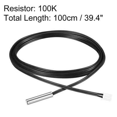 Harfington Uxcell 100K NTC Thermistor Probe 39.4 Inch Stainless Steel Sensitive Temperature Temp Sensor for Air Conditioner