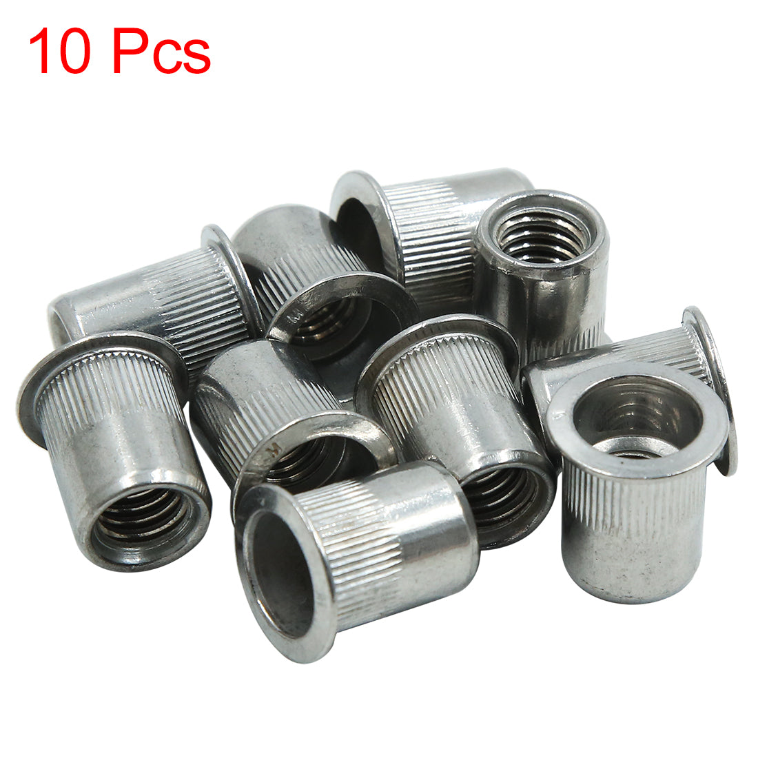 Harfington 10pcs Stainless Steel Rivet Nut Flat Head Insert  3/8''-16UNC for Car