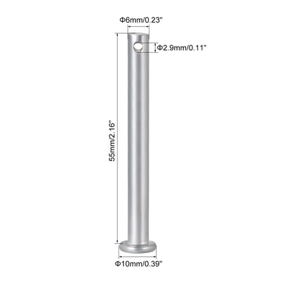 Harfington Uxcell 10 Stück Einloch Gabelbolzen 8mm x 20mm Flach Kopf verzinkter Stahl