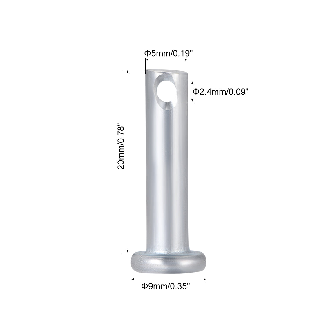 uxcell Uxcell 10 Stück Einloch Gabelbolzen 8mm x 20mm Flach Kopf verzinkter Stahl