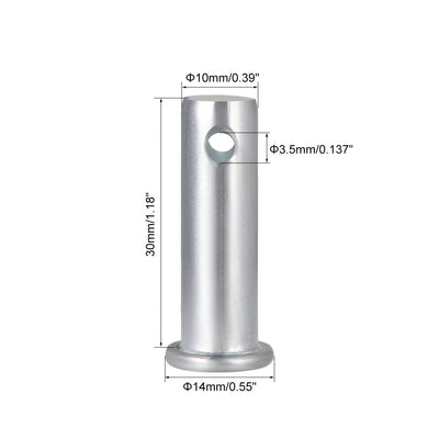 Harfington Uxcell 10 Stück Einloch Gabelbolzen 8mm x 20mm Flach Kopf verzinkter Stahl