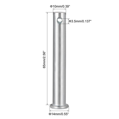 Harfington Uxcell 10 Stück Einloch Gabelbolzen 8mm x 20mm Flach Kopf verzinkter Stahl