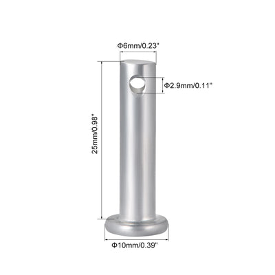 Harfington Uxcell 10 Stück Einloch Gabelbolzen 8mm x 20mm Flach Kopf verzinkter Stahl