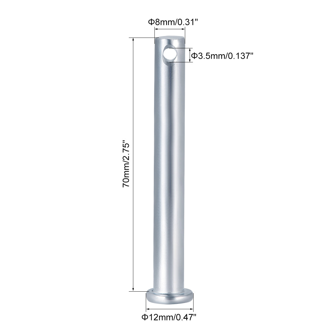 uxcell Uxcell 10 Stück Einloch Gabelbolzen 8mm x 20mm Flach Kopf verzinkter Stahl