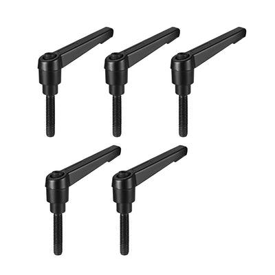 Harfington Uxcell Handle Adjustable Clamping Lever Thread Push Button Ratchet Male Threaded Stud 5 Pcs