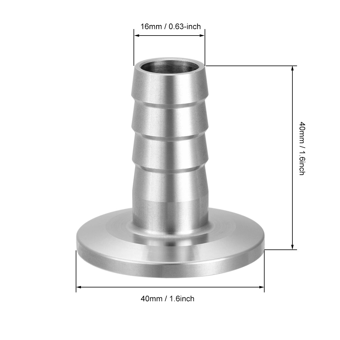 uxcell Uxcell 304 Stainless Steel KF25 Flange to 16mm Rubber Hose Barb Adapter for Vacuum